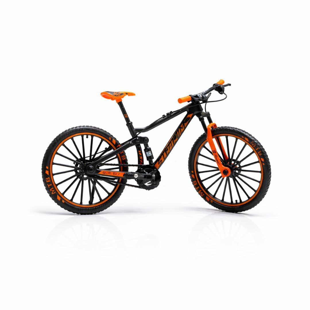 Metal Die-Cast Bicycle Model – Black & Orange | 1:8 Scale Collectible | Ages 3+