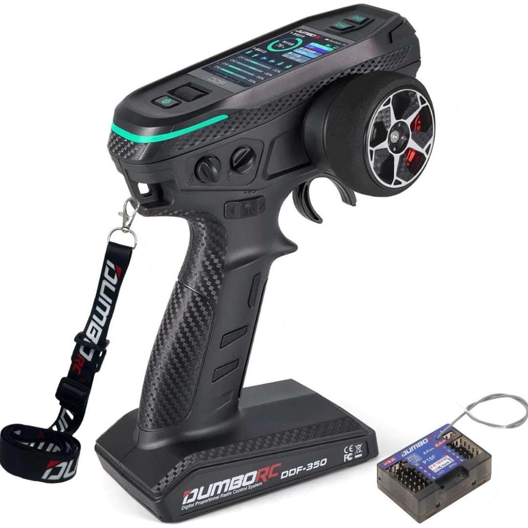 DUMBORC DDF-350 10CH RC Transmitter with P10F Receiver – 2.4GHz Radio Controller with HD Screen & Gyro Support