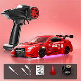 88RC Nissan GTR-Style 1:43 4WD RC Drift Car with Gyro, Alloy Body & LED Lights – Red (India)