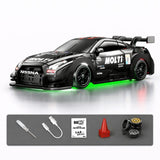 88RC Nissan GTR-Style 1:43 4WD RC Drift Car with Gyro, Alloy Body & LED Lights – Black (India)