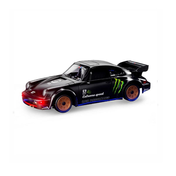 88RC Porsche 911-Style 1:43 4WD RC Drift Car with Gyro, Alloy Body & LED Lights – Black