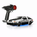 88RC Toyota AE86-Style 1:43 4WD RC Drift Car with Gyro, Alloy Body & LED Lights – White / Black (India)
