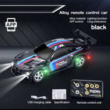 1:64 BMW M4 Mini Alloy RC Drift Car with Mobile App Control – 2.4GHz Rechargeable Desktop Racing Car-Black