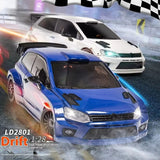 LDRC LD2801 Polo 1/28 Scale 4WD RC Drift Car – High-Speed Mini Drift Racer (White & Blue)