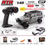HB Toys Jeep Wrangler Rubicon R4308 1/43 Scale 4WD RTR Mini RC Crawler with APP Control – Grey
