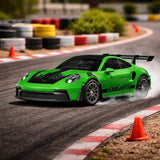 Hstar 1:43 Porsche Style 4WD RC Drift Car with Gyro – Alloy Body, 20 km/h, Green