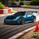 Hstar 1:43 Porsche-Style RC Drift Car 4WD 2.4GHz with Gyro – Metallic Blue