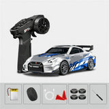 Hstar 1:43 Nissan GT-R (R35) Style Metal Alloy RC Drift Car 4WD with Gyro & LED – Liberty Walk Edition (Silver/Blue)