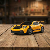 Hstar 1:43 Porsche 911-Style Metal Alloy RC Drift Car 4WD with Gyro & LED – Yellow