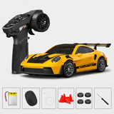 Hstar 1:43 Porsche 911-Style Metal Alloy RC Drift Car 4WD with Gyro & LED – Yellow