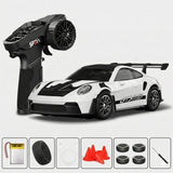 Hstar 1:43 Porsche 911-Style Metal Alloy RC Drift Car 4WD with Gyro & LED – White