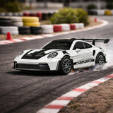 Hstar 1:43 Porsche 911-Style Metal Alloy RC Drift Car 4WD with Gyro & LED – White