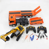 Huina 1319 1/18 RC Tractor Truck with Excavator & Flatbed Trailer | 9CH India