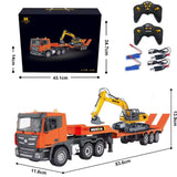 Huina 1319 1/18 RC Tractor Truck with Excavator & Flatbed Trailer | 9CH India