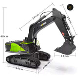 Huina 1593 RC Excavator 1/14 Scale – 2.4GHz Construction Truck with 360° Rotation & Metal Attachments | India