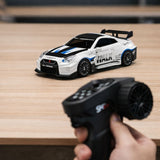 Hstar 1:43 Nissan GT-R (R35) Liberty Walk Style Metal Alloy RC Drift Car 4WD with Gyro & LED – White