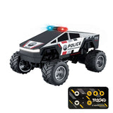 1:64 Police Monster Cyber Truck Mini Alloy RC Drift Car with Mobile App Control – 2.4GHz Rechargeable Desktop Racing Car- White