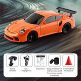 JIABAILE 1:43 Porsche 911 GT3 Orange RC Drift Car – 4WD Mini RTR with Gyro