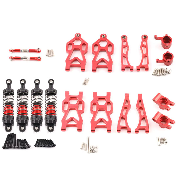 1/16 RC Car Full Metal Upgrade Kit – Aluminum Suspension Arms, Steering Hubs & Oil Shocks