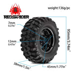 Red Spider 1.9-Inch Silver Beadlock Wheels with 95mm Crawler Tires (Set of 4)