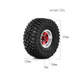 1.0 Inch Metal Rim & Crawler Tire Set for 1/18 & 1/24 RC Crawlers – 4 Wheels | 3 Colors