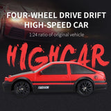 SC24A11-1 1:24 Scale 4WD RC Drift Car – Red/Black High-Speed Racer with LED Lights & Extra Drift Tires