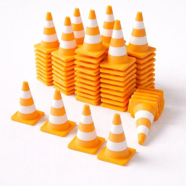 1/10 Scale Mini Traffic Cones (Set of 5) – Orange White RC Drift & Diorama Accessories | India