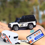 Trasped 1:64 Alloy Super Mini RC Car with Trailer – 5-Channel Desktop Remote Control Racer